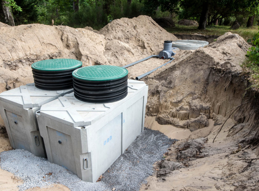 installation of a micro sewage treatment plant in a private home